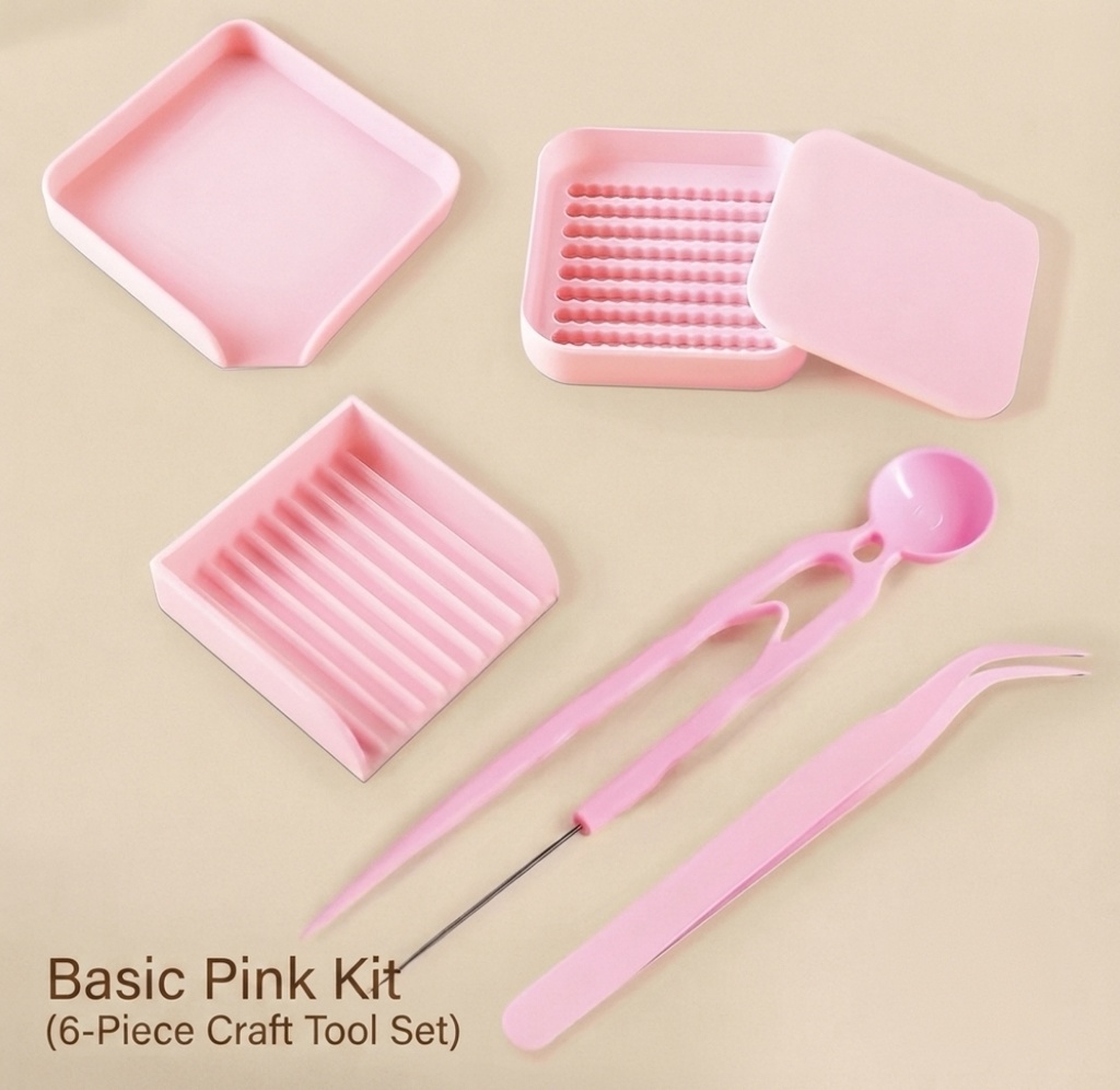 Fuse Bead Craft Tool Set – Pink (6-Piece)